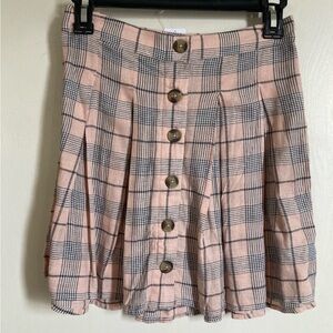 *American Eagle New Pink Plaid Y2K Button Down Preppy Mini Skirt #O